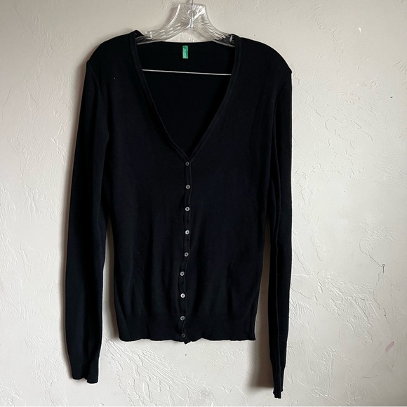 United Colors Of‎ Benetton Black Vneck Cardigan - Picture 2 of 7